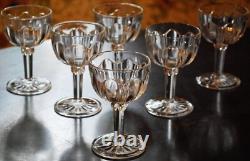 Vtg Set 6 ANCHOR HOCKING COLONIAL CLEAR Wine Glasses RIBBED ARCH W RAYED FOOT