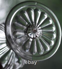 Vtg Set 6 ANCHOR HOCKING COLONIAL CLEAR Wine Glasses RIBBED ARCH W RAYED FOOT