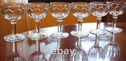 Vtg Set 6 ANCHOR HOCKING COLONIAL CLEAR Wine Glasses RIBBED ARCH W RAYED FOOT