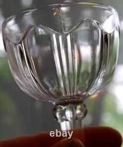 Vtg Set 6 ANCHOR HOCKING COLONIAL CLEAR Wine Glasses RIBBED ARCH W RAYED FOOT