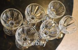 Vtg Set 6 ANCHOR HOCKING COLONIAL CLEAR Wine Glasses RIBBED ARCH W RAYED FOOT