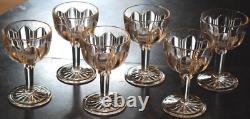 Vtg Set 6 ANCHOR HOCKING COLONIAL CLEAR Wine Glasses RIBBED ARCH W RAYED FOOT