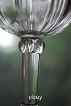 Vtg Set 6 ANCHOR HOCKING COLONIAL CLEAR Wine Glasses RIBBED ARCH W RAYED FOOT