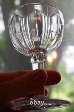 Vtg Set 6 ANCHOR HOCKING COLONIAL CLEAR Wine Glasses RIBBED ARCH W RAYED FOOT