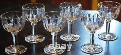 Vtg Set 6 ANCHOR HOCKING COLONIAL CLEAR Wine Glasses RIBBED ARCH W RAYED FOOT