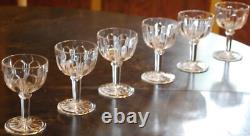 Vtg Set 6 ANCHOR HOCKING COLONIAL CLEAR Wine Glasses RIBBED ARCH W RAYED FOOT