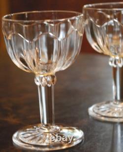 Vtg Set 6 ANCHOR HOCKING COLONIAL CLEAR Wine Glasses RIBBED ARCH W RAYED FOOT