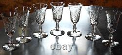 Vtg Set 7 ROCK SHARPE Cut Crystal FERNLEIGH 6 Wine Goblets Glasses STEM 3007
