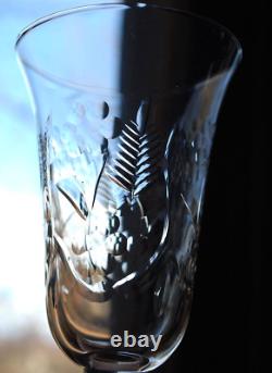 Vtg Set 7 ROCK SHARPE Cut Crystal FERNLEIGH 6 Wine Goblets Glasses STEM 3007