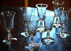 Vtg Set 7 ROCK SHARPE Cut Crystal FERNLEIGH 6 Wine Goblets Glasses STEM 3007
