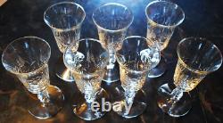 Vtg Set 7 ROCK SHARPE Cut Crystal FERNLEIGH 6 Wine Goblets Glasses STEM 3007