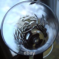 Vtg Set 7 ROCK SHARPE Cut Crystal FERNLEIGH 6 Wine Goblets Glasses STEM 3007