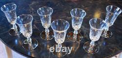 Vtg Set 7 ROCK SHARPE Cut Crystal FERNLEIGH 6 Wine Goblets Glasses STEM 3007
