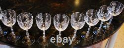 Vtg Set 8 FOSTORIA RAMBLER ETCHED FLORAL CRYSTAL Claret/Wine Glass RIBBED STEMS
