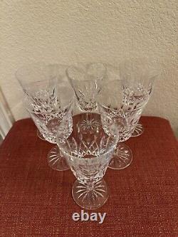 Vtg Set of 6 WATERFORD CRYSTAL Lismore 6-7/8 Water Goblet/Wine Glasses IRELAND