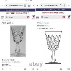 Vtg Set of 8 WATERFORD CRYSTAL Kinsale 5 Port Wine/Sherry Glasses IRELAND