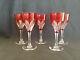 Vtg St. Louis Crystal Bristol Cranberry Red Cut to Clear 6 Wine Glass, Set of 5
