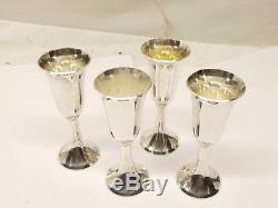 Vtg Sterling Silver Stieff Cordial Cup Set of 4 Lot No 0808 Liquor Glass Wine