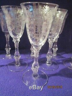Vtg TEN (10) Cambridge Glass ROSE POINT Etch Wine Goblets Stem 3121 Clear A+