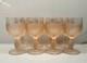 Vtg Taitu Frosted Pink Wine Glasses Water Goblets Floral Leaf Art Deco Set of 8