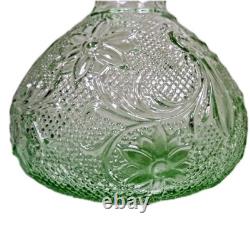 Vtg Tiara Glass 9 Pc Chantilly Green Decanter Genie Bottle Set Indiana Tray MORE