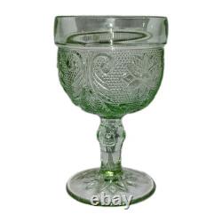 Vtg Tiara Glass 9 Pc Chantilly Green Decanter Genie Bottle Set Indiana Tray MORE