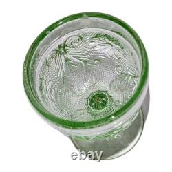 Vtg Tiara Glass 9 Pc Chantilly Green Decanter Genie Bottle Set Indiana Tray MORE