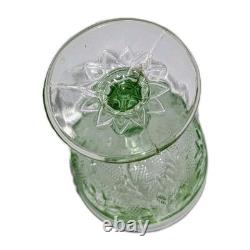 Vtg Tiara Glass 9 Pc Chantilly Green Decanter Genie Bottle Set Indiana Tray MORE