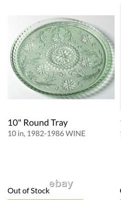 Vtg Tiara Glass 9 Pc Chantilly Green Decanter Genie Bottle Set Indiana Tray MORE