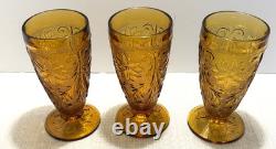 Vtg Tiara Indiana Glass Amber 13 Pc Iced Tea & Water Goblets withPitcher-Pristine