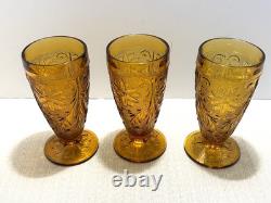 Vtg Tiara Indiana Glass Amber 13 Pc Iced Tea & Water Goblets withPitcher-Pristine