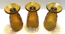 Vtg Tiara Indiana Glass Amber 13 Pc Iced Tea & Water Goblets withPitcher-Pristine