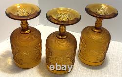 Vtg Tiara Indiana Glass Amber 13 Pc Iced Tea & Water Goblets withPitcher-Pristine