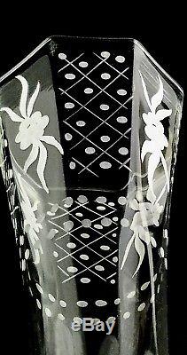 Vtg Venetian Art Glass Toasting Flute Murano Crystal Original Etched Wine Goblet