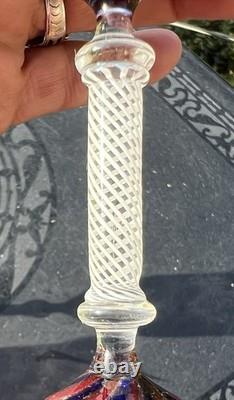 Vtg Venetian Murano 2 oz Wine Glasses Twist & Gold Adventurine Stems Set of 3