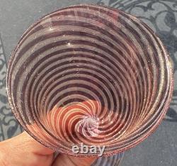 Vtg Venetian Murano 2 oz Wine Glasses Twist & Gold Adventurine Stems Set of 3