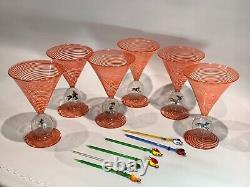 Vtg antique Bimini Werkstatte Art Glass Goblet Swirl animal Ball Stem rare wine