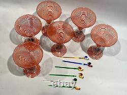 Vtg antique Bimini Werkstatte Art Glass Goblet Swirl animal Ball Stem rare wine