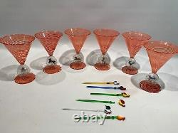 Vtg antique Bimini Werkstatte Art Glass Goblet Swirl animal Ball Stem rare wine