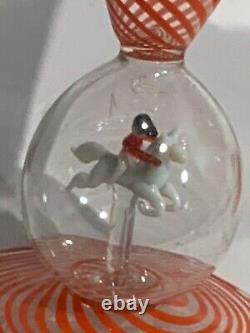 Vtg antique Bimini Werkstatte Art Glass Goblet Swirl animal Ball Stem rare wine