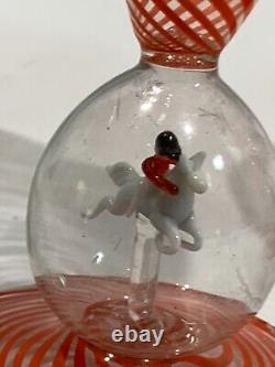 Vtg antique Bimini Werkstatte Art Glass Goblet Swirl animal Ball Stem rare wine