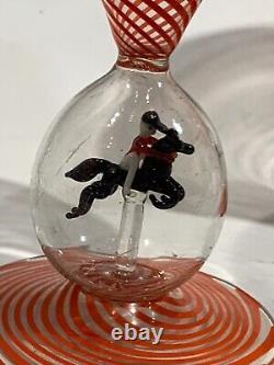 Vtg antique Bimini Werkstatte Art Glass Goblet Swirl animal Ball Stem rare wine