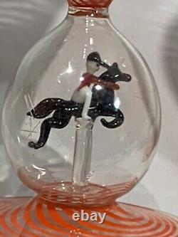 Vtg antique Bimini Werkstatte Art Glass Goblet Swirl animal Ball Stem rare wine
