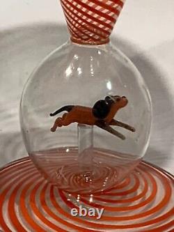 Vtg antique Bimini Werkstatte Art Glass Goblet Swirl animal Ball Stem rare wine