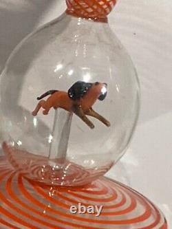 Vtg antique Bimini Werkstatte Art Glass Goblet Swirl animal Ball Stem rare wine