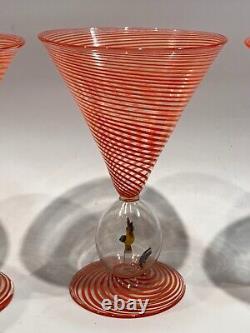 Vtg antique Bimini Werkstatte Art Glass Goblet Swirl animal Ball Stem rare wine