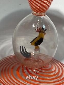 Vtg antique Bimini Werkstatte Art Glass Goblet Swirl animal Ball Stem rare wine