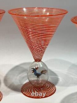 Vtg antique Bimini Werkstatte Art Glass Goblet Swirl animal Ball Stem rare wine