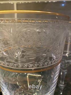 Vtg fostoria set of 5 wine glass renaissance stem 6111 6 1/8x2 5/8 gold trim