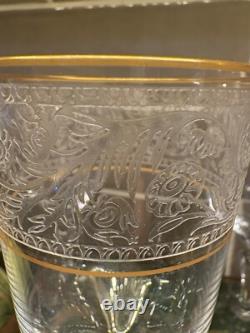 Vtg fostoria set of 5 wine glass renaissance stem 6111 6 1/8x2 5/8 gold trim